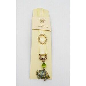 Austrian Crystal Ribbon Bookmark Banded Fish Enameled Rhinestone Two's Company